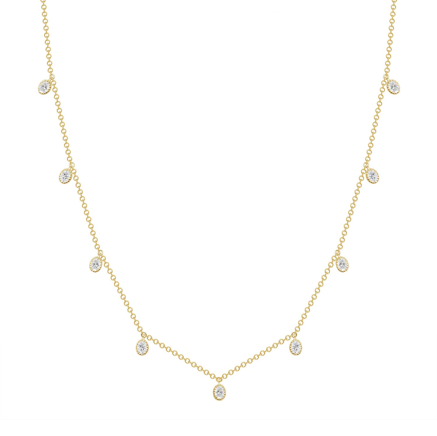 14K Gold Diamond Bezel Fringe Choker Necklace Necklace ABN-163-D  - Abtin & Co.