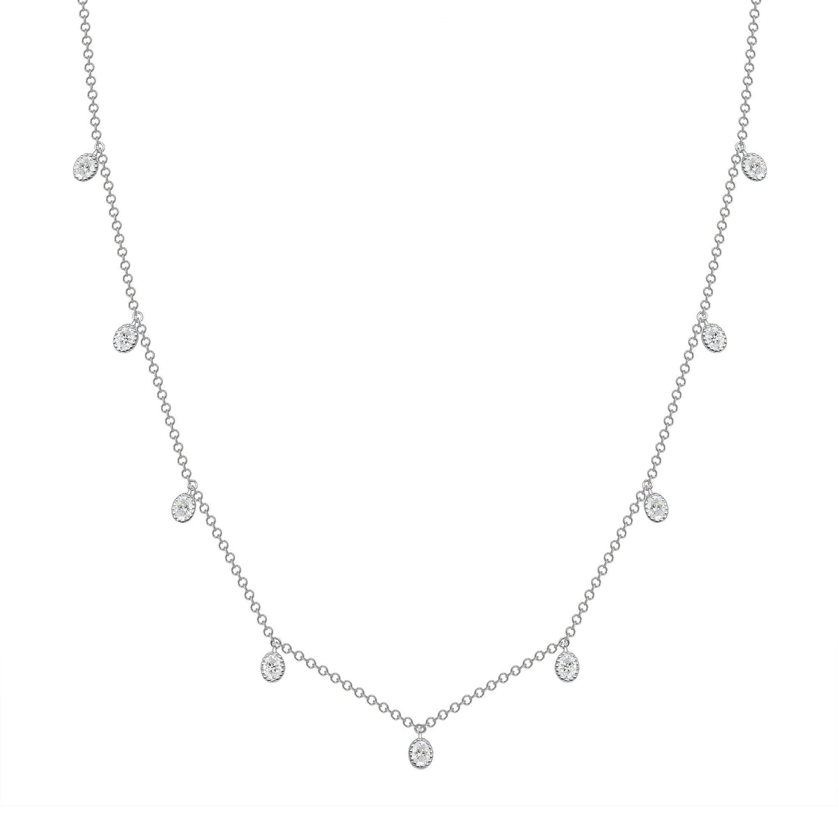 14K Gold Diamond Bezel Fringe Choker Necklace Necklace ABN-163-D  - Abtin & Co.