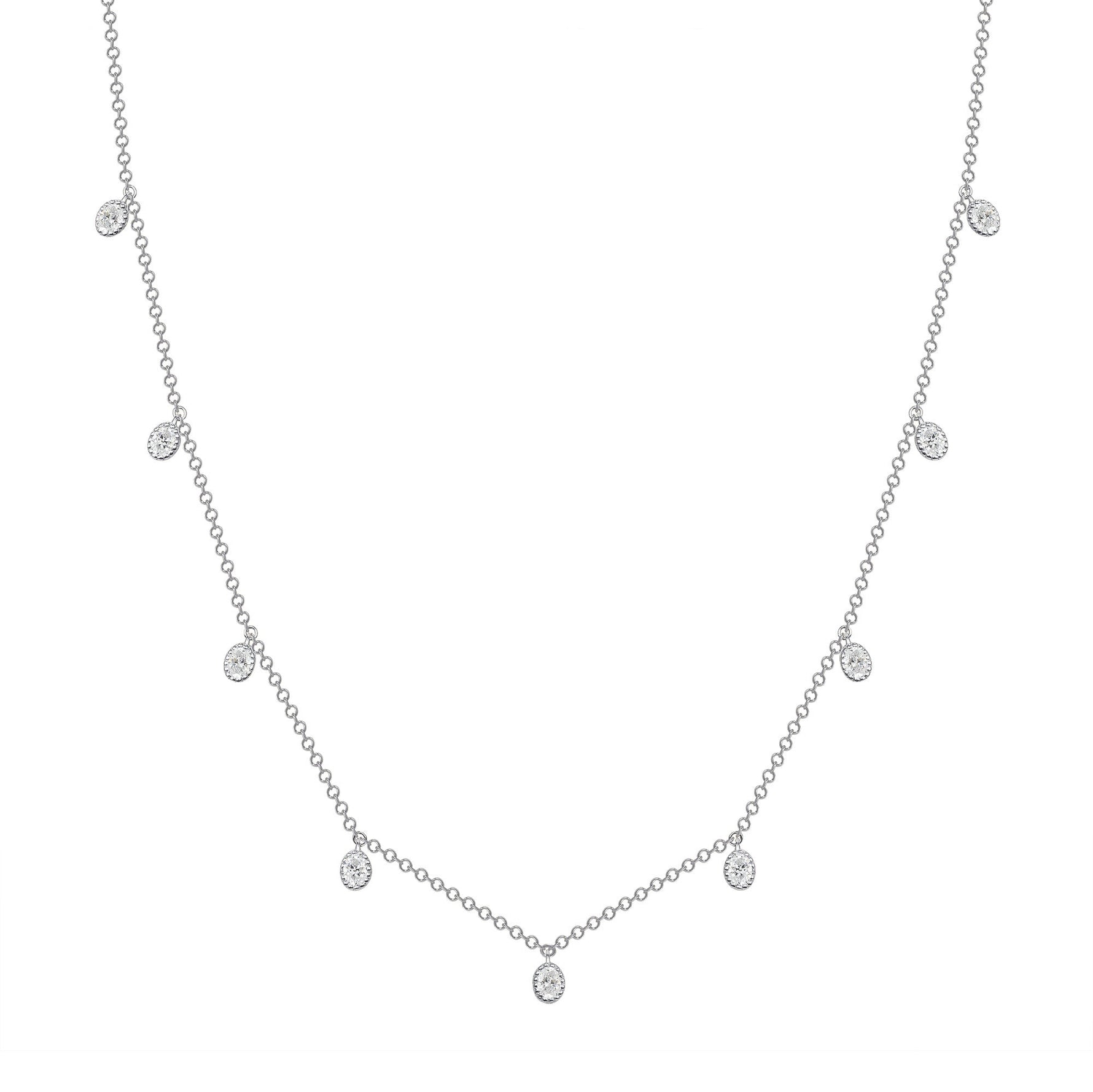 14K Gold Diamond Bezel Fringe Choker Necklace Necklace ABN-163-D  - Abtin & Co.