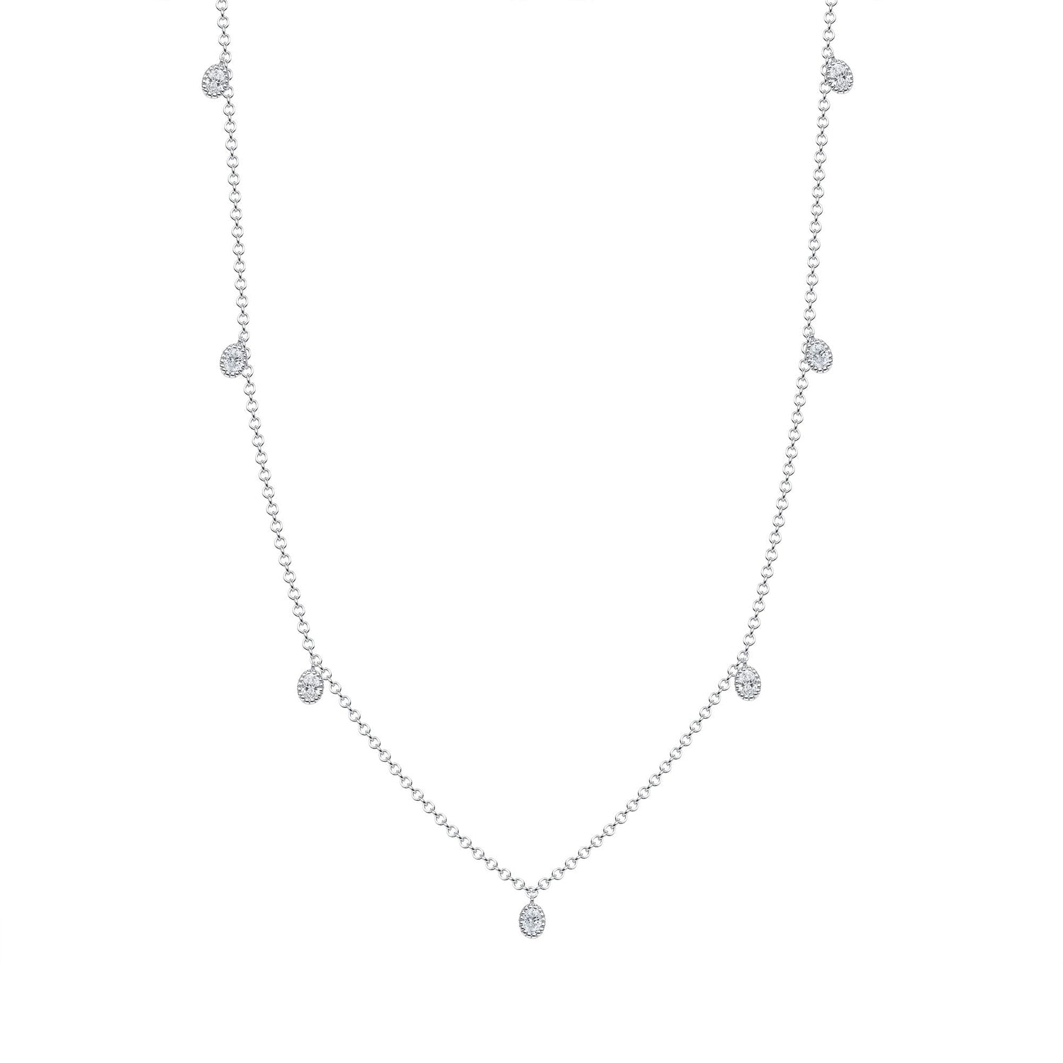 14K Gold Diamond Bezel Fringe Choker Necklace Necklace ABN-162-D  - Abtin & Co.