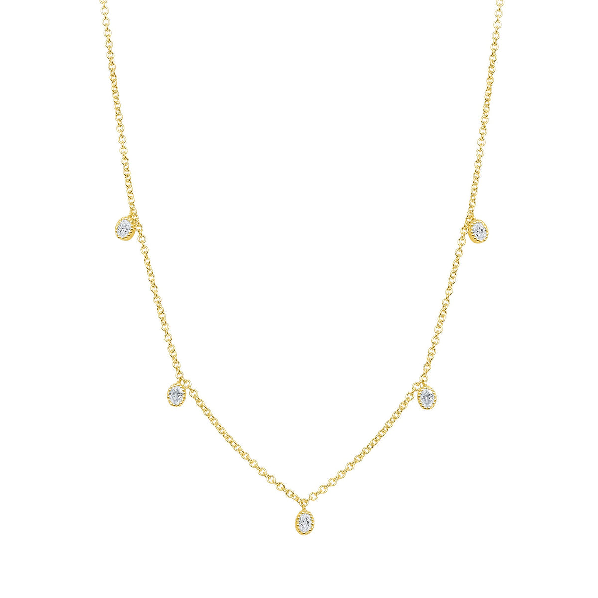 14K Gold Diamond Bezel Fringe Choker Necklace Necklace ABN-161-D  - Abtin & Co.