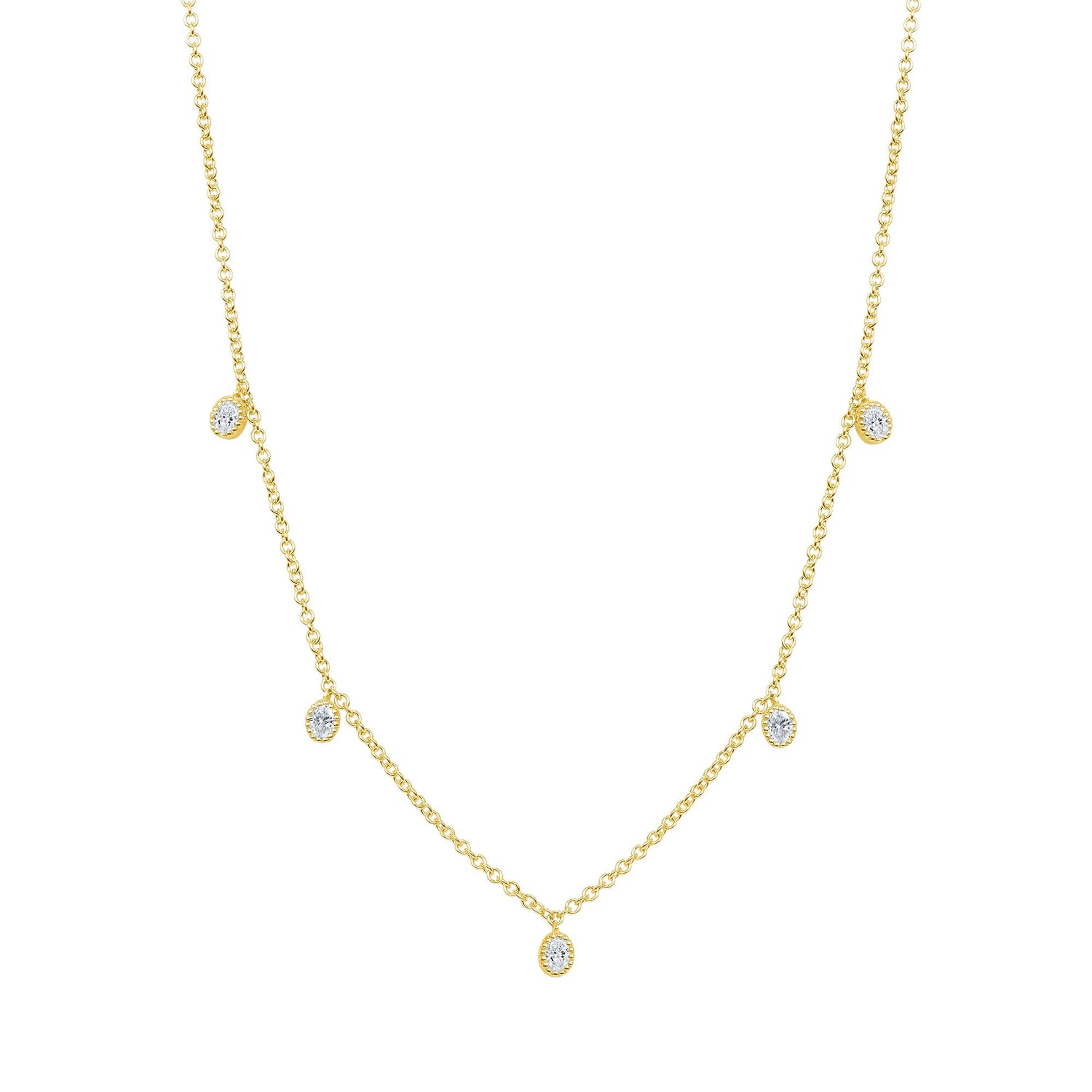 14K Gold Diamond Bezel Fringe Choker Necklace Necklace ABN-161-D  - Abtin & Co.