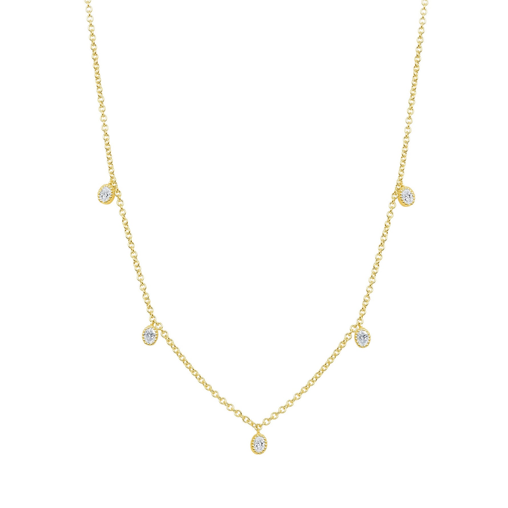 14K Gold Diamond Bezel Fringe Choker Necklace Necklace ABN-161-D  - Abtin & Co.