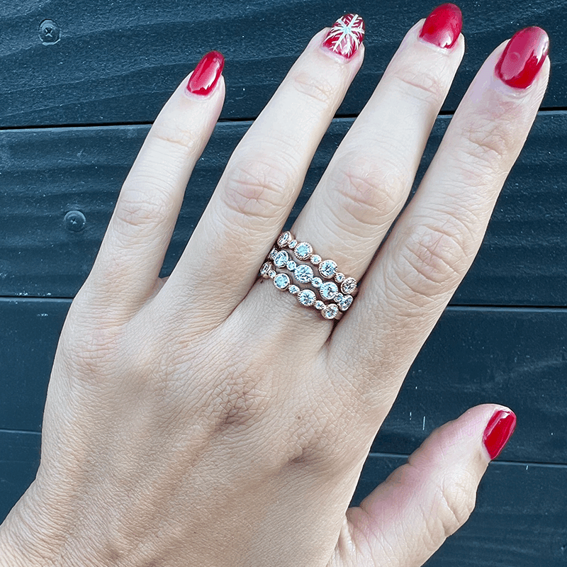 14k Gold Diamond Bezel-set Stackable Ring Wedding Band Ring ABB-104.1-D  - Abtin & Co.