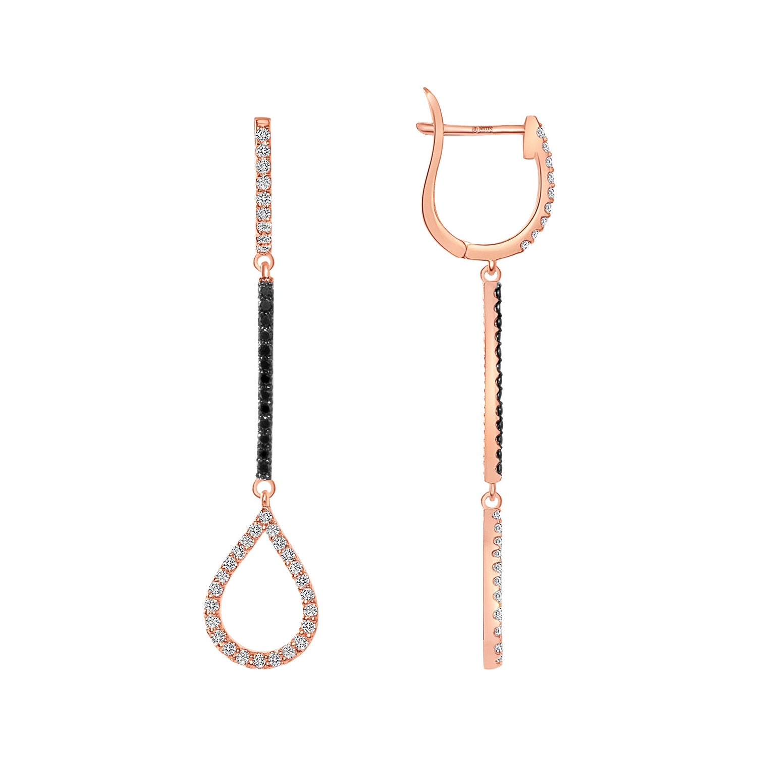 14K Gold Diamond & Black Diamond Teardrop Dangle Earring Earring ABE-107/3V1R-BDD  - Abtin & Co.