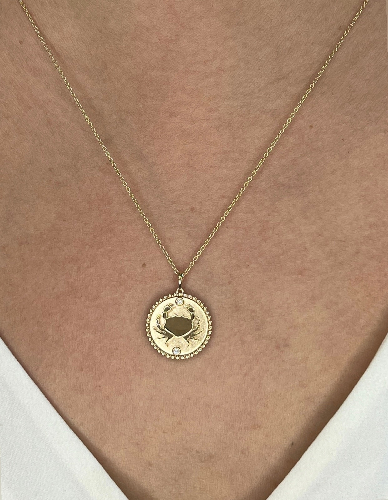 14K Gold & Diamond Cancer Horoscope Medallion Medallion ALP-225Y-CAN.GD  - Abtin & Co.