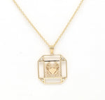 14K Gold & Diamond Cancer Horoscope Square Pendant Necklace Pendant ALP-226Y-CAN.GD  - Abtin & Co.