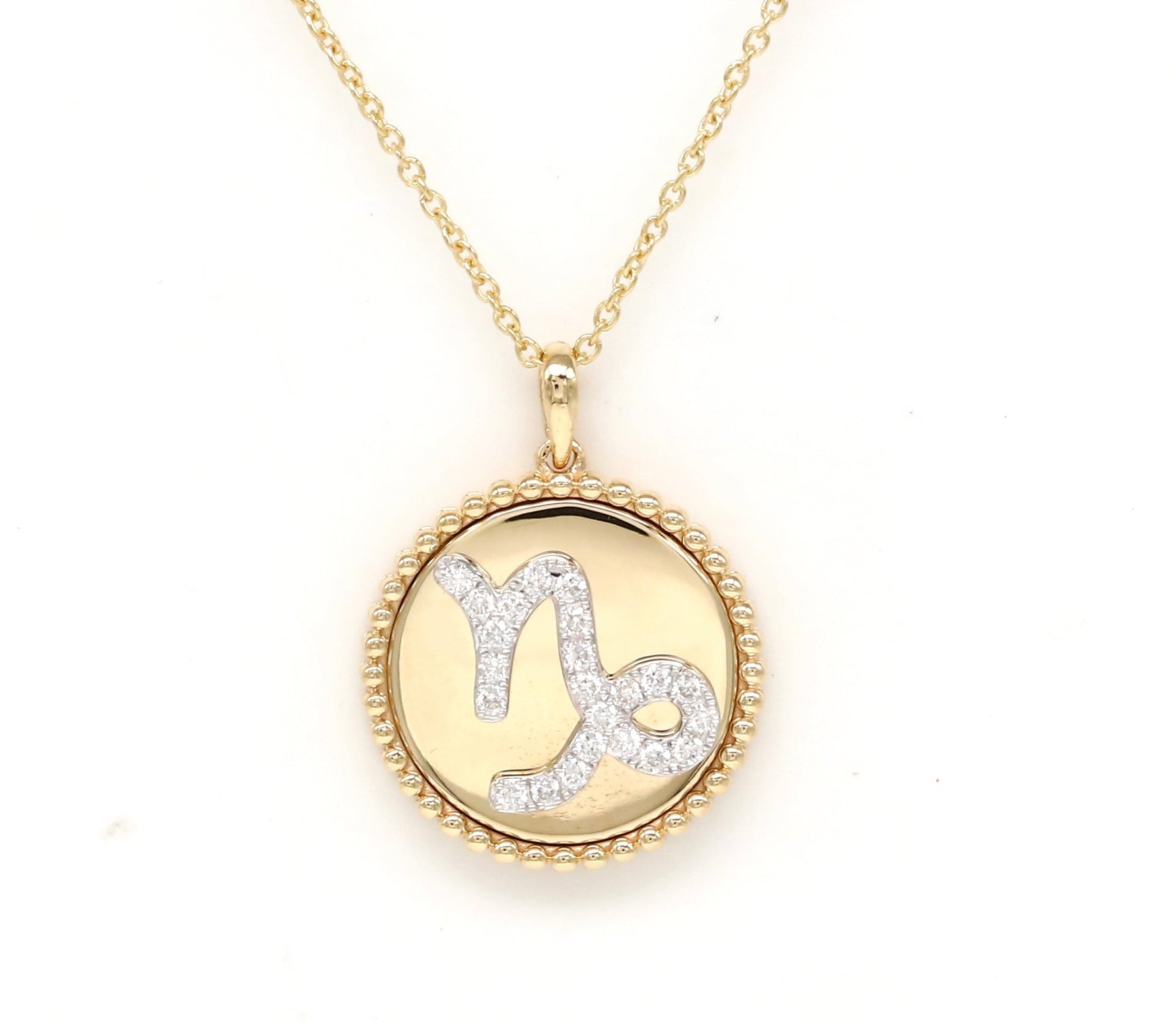 14K Gold Diamond Capricorn Zodiac Medallion Medallion ALP-227Y-CAP.GD  - Abtin & Co.
