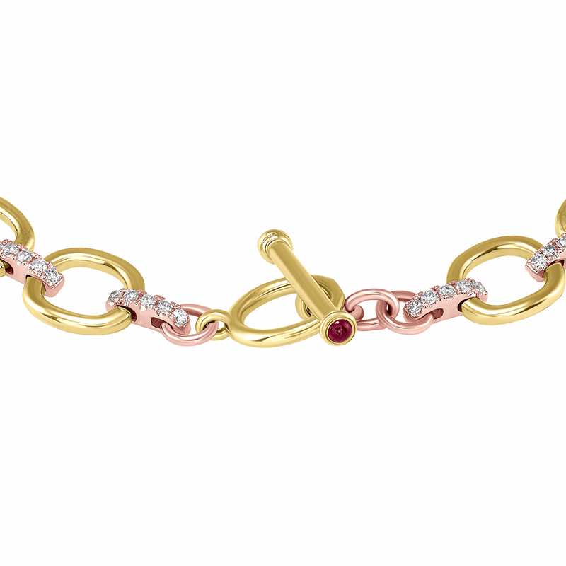 14K Gold Diamond Chain-Link Bracelet Two-Tone Bracelet Bracelet ABBR-100.1-D  - Abtin & Co.