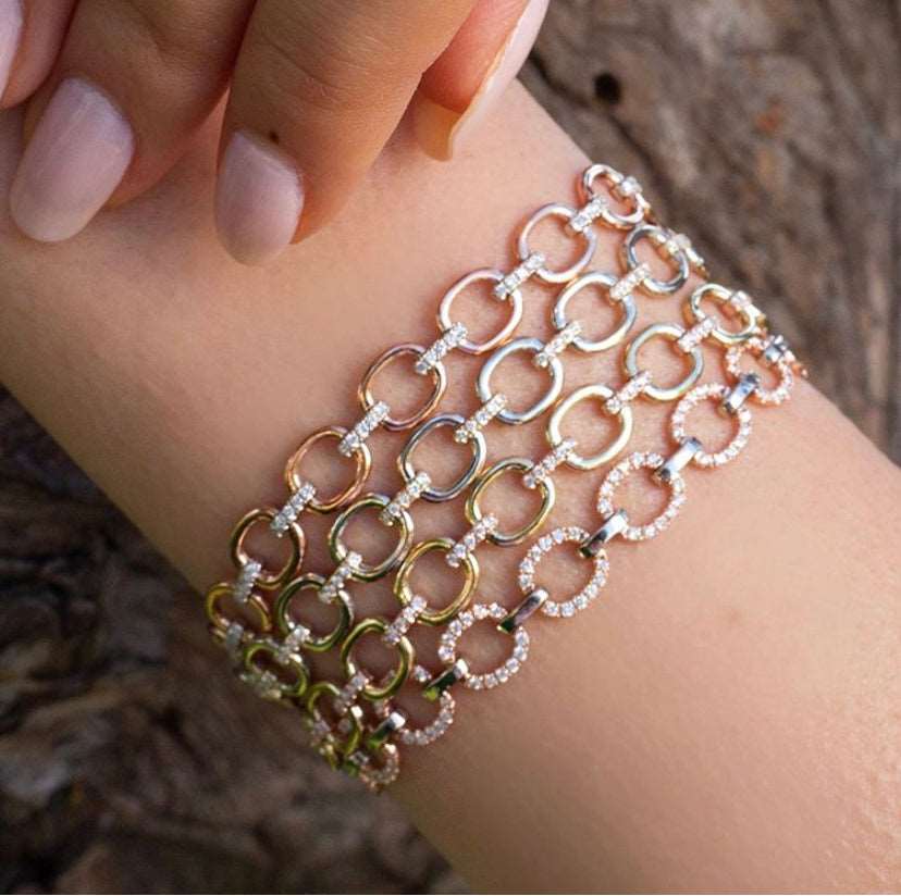 14K Gold Diamond Chain-Link Bracelet Two-Tone Bracelet Bracelet ABBR-100.1C3-D  - Abtin & Co.