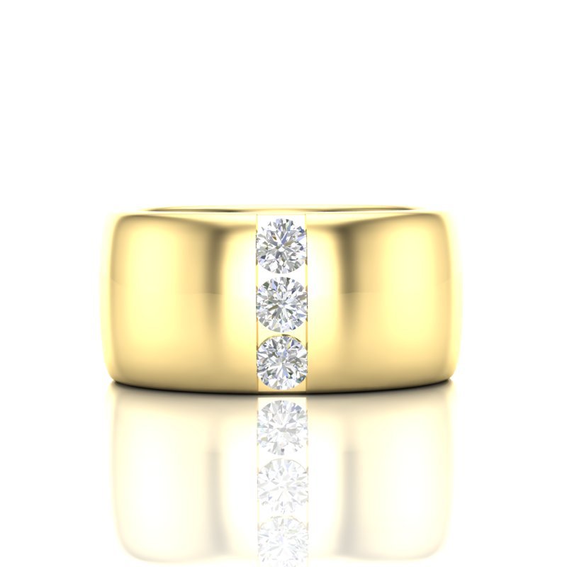 14K Gold Diamond Cigar Ring Band Ring ABB-622.2-D-3  - Abtin & Co.