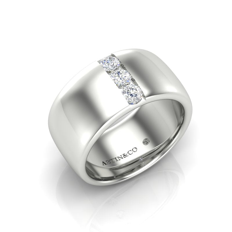 14K Gold Diamond Cigar Ring Band Ring ABB-622.2-D-1  - Abtin & Co.