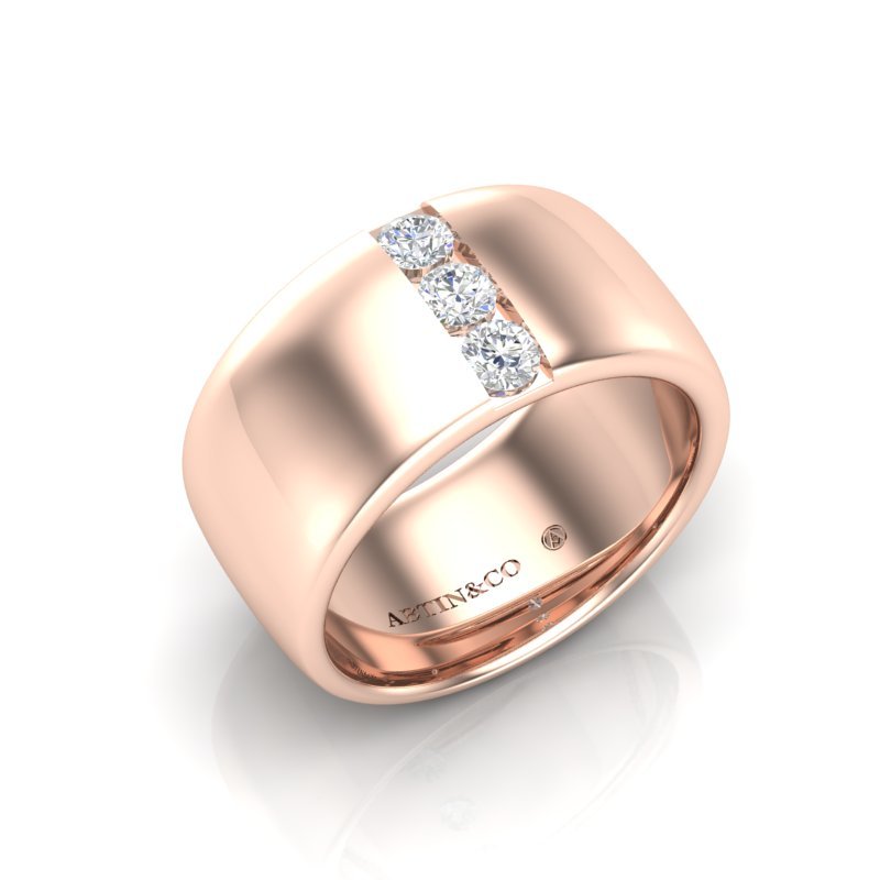 14K Gold Diamond Cigar Ring Band Ring ABB-622.2-D-3  - Abtin & Co.