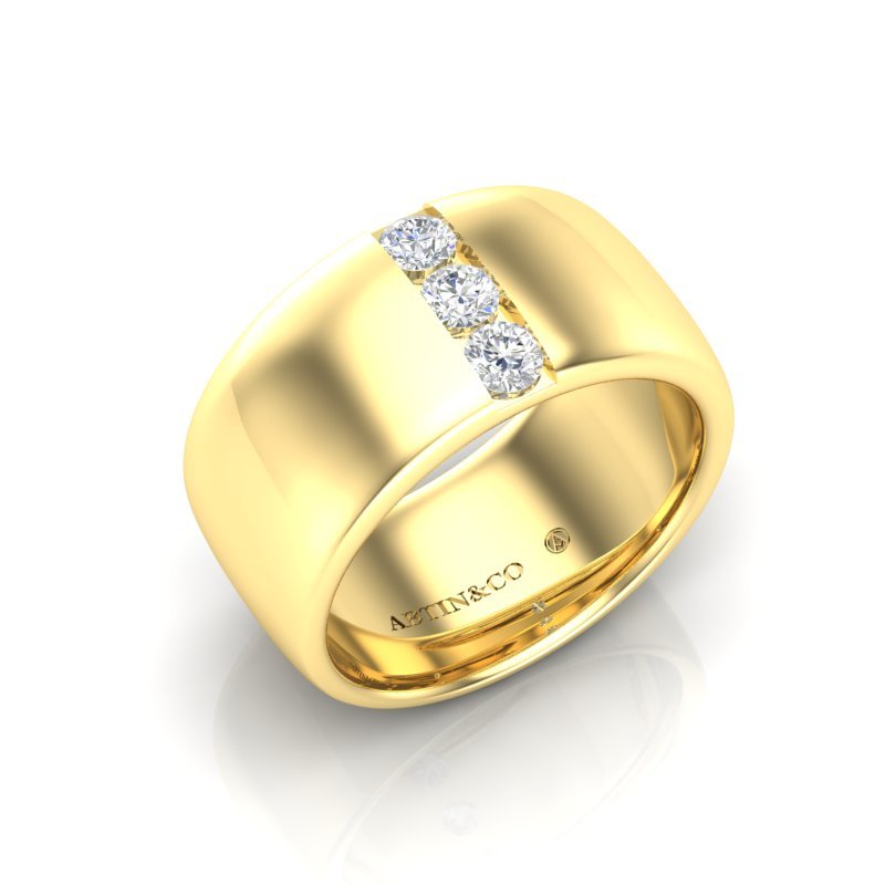 14K Gold Diamond Cigar Ring Band Ring ABB-622.2-D-1  - Abtin & Co.