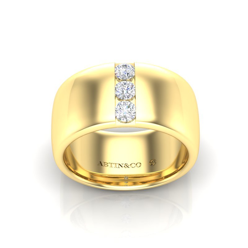 14K Gold Diamond Cigar Ring Band Ring ABB-622.2-D-3  - Abtin & Co.