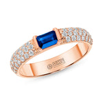 14K Gold Diamond & Emerald-Cut Blue Sapphire Ring Ring ABB-288/3-BSD-5  - Abtin & Co.