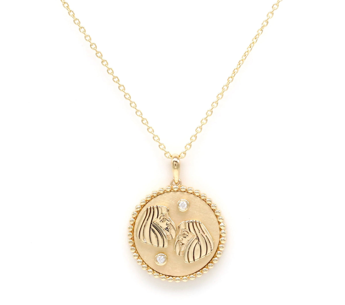 14K Gold & Diamond Gemini Horoscope Medallion Medallion ALP-225Y-GEM.GD  - Abtin & Co.