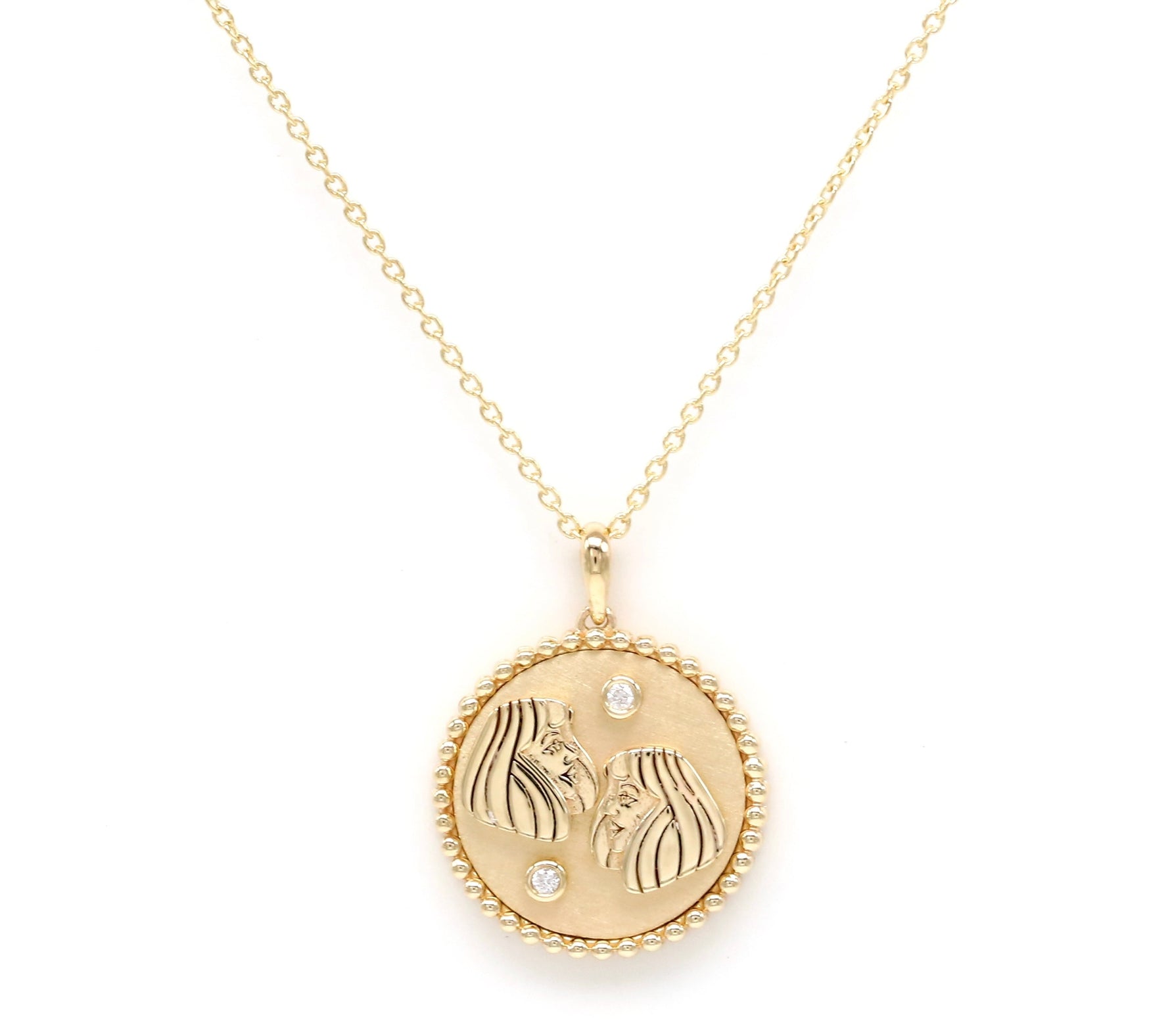 14K Gold & Diamond Gemini Horoscope Medallion Medallion ALP-225Y-GEM.GD  - Abtin & Co.