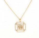 14K Gold & Diamond Gemini Horoscope Square Pendant Necklace Pendant ALP-226Y-GEM.GD  - Abtin & Co.