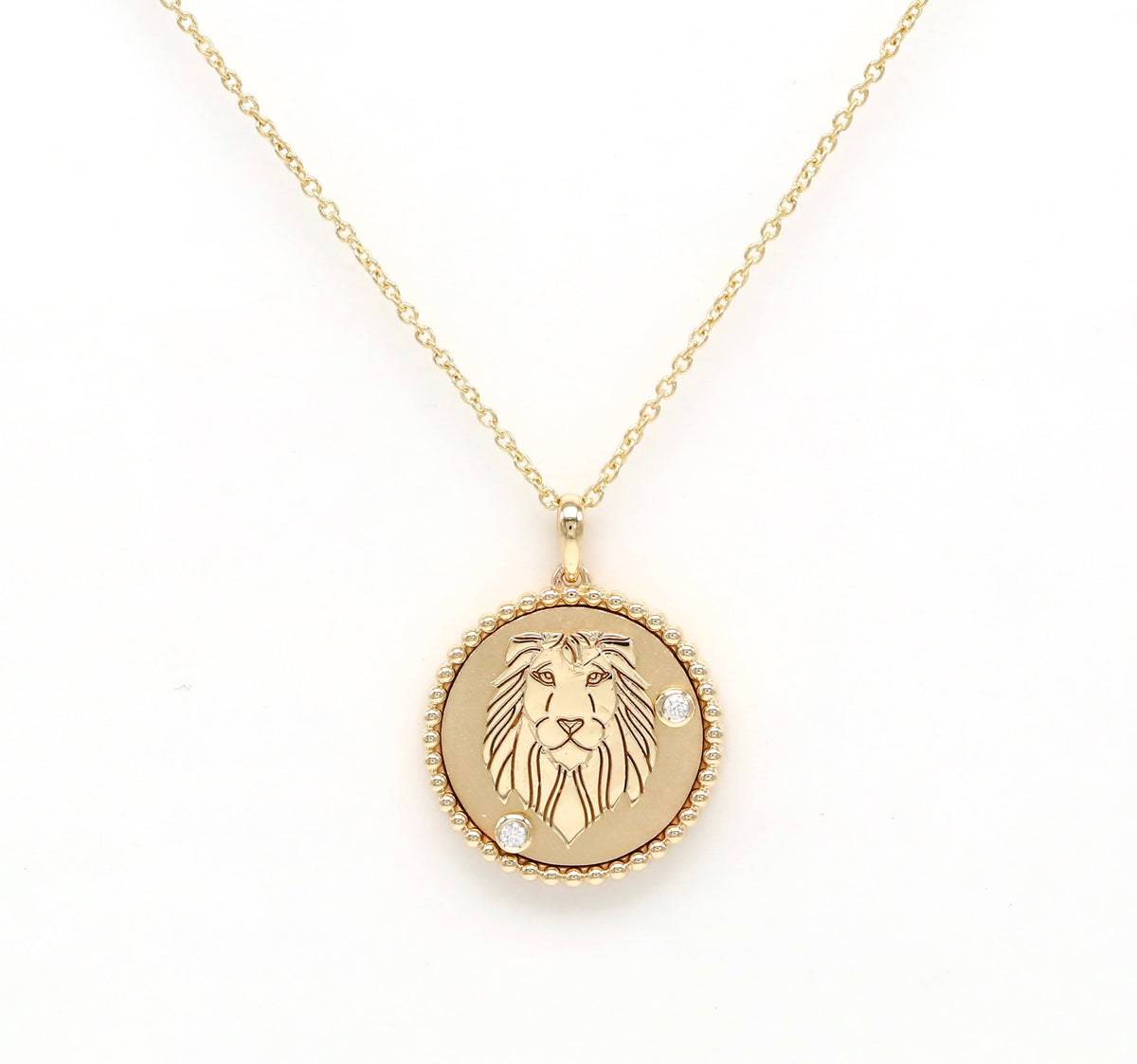 14K Gold & Diamond Leo Horoscope Medallion Medallion ALP-225Y-LEO.GD  - Abtin & Co.