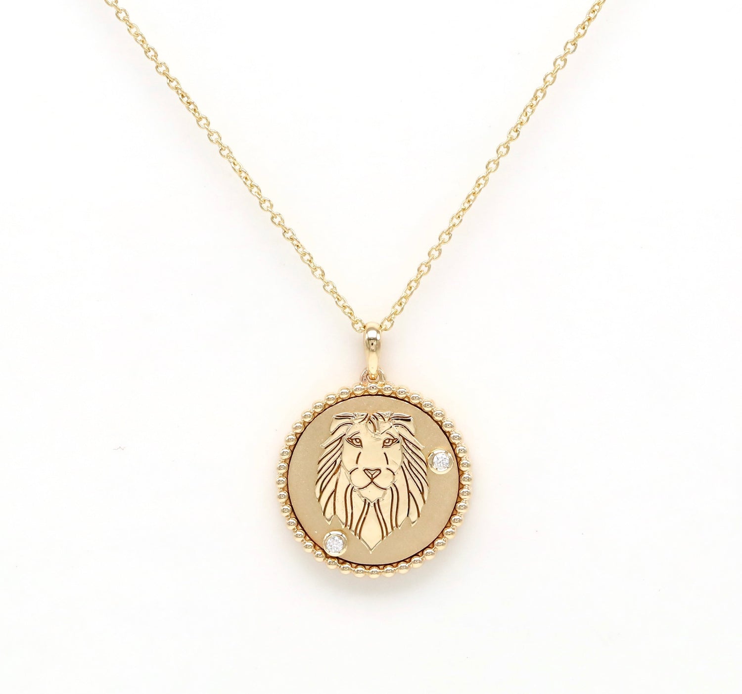 14K Gold & Diamond Leo Horoscope Medallion Medallion ALP-225Y-LEO.GD  - Abtin & Co.