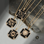 14K Gold & Diamond Leo Horoscope Square Pendant Necklace Pendant ALP-226Y-LEO.GD  - Abtin & Co.