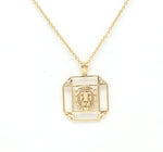 14K Gold & Diamond Leo Horoscope Square Pendant Necklace Pendant ALP-226Y-LEO.GD  - Abtin & Co.