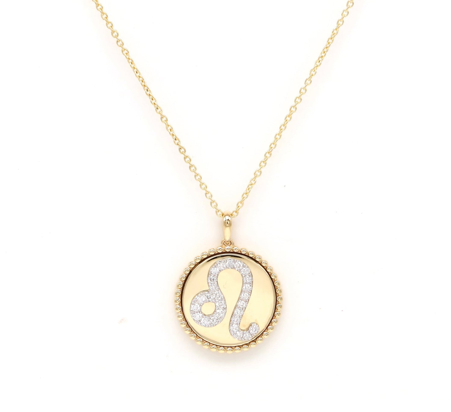 14K Gold Diamond Leo Zodiac Medallion Medallion ALP-227Y-LEO.GD  - Abtin & Co.