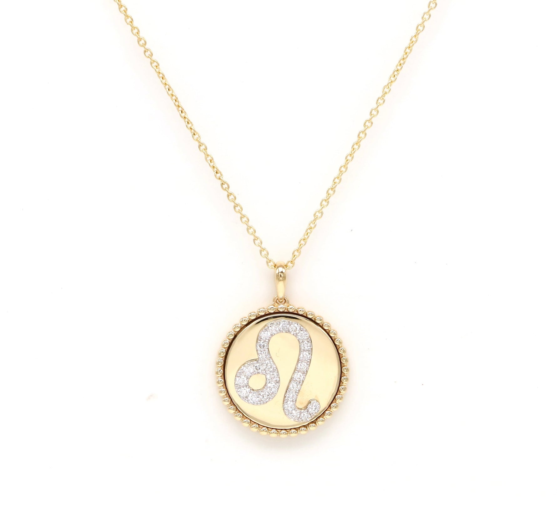 14K Gold Diamond Leo Zodiac Medallion Medallion ALP-227Y-LEO.GD  - Abtin & Co.