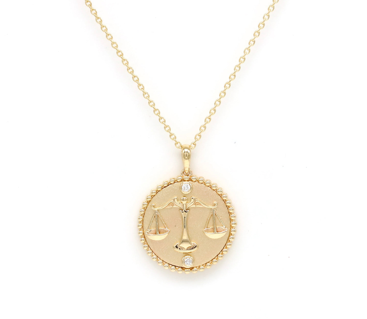 14K Gold & Diamond Libra Horoscope Medallion Medallion ALP-225WR-LIB.PM  - Abtin & Co.