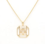 14K Gold & Diamond Libra Horoscope Square Pendant Necklace Pendant ALP-226Y-LIB.GD  - Abtin & Co.