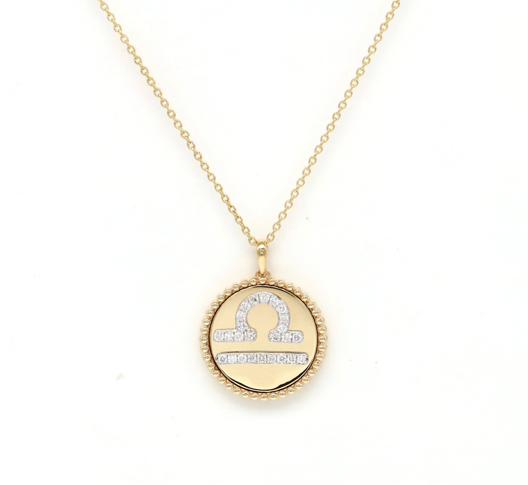 14K Gold Diamond Libra Zodiac Medallion Medallion ALP-227Y-LIB.GD  - Abtin & Co.