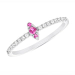 14K Gold Diamond & Pink Sapphire Marquise Design Stackable Ring Ring ABB-123V1W-PSD  - Abtin & Co.