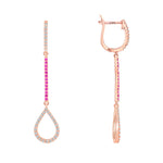 14K Gold Diamond & Pink Sapphire Teardrop Dangle Earring Earring ABE-107/3VR1-PSD  - Abtin & Co.