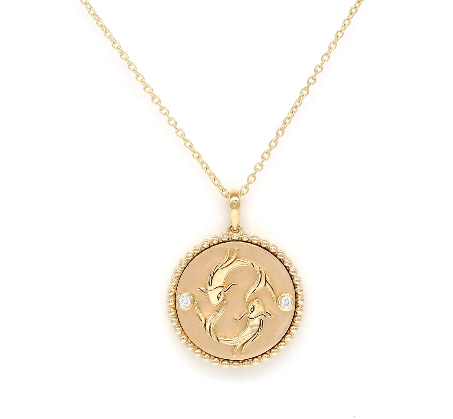 14K Gold Diamond Pisces Horoscope Medallion Medallion ALP-225Y-PIS.GD  - Abtin & Co.