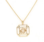 14K Gold & Diamond Pisces Horoscope Square Pendant Necklace Pendant ALP-226Y-PSI.GD  - Abtin & Co.