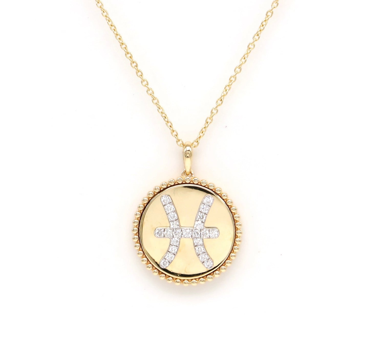 14K Gold Diamond Pisces Zodiac Medallion Medallion ALP-227Y-PIS.GD  - Abtin & Co.