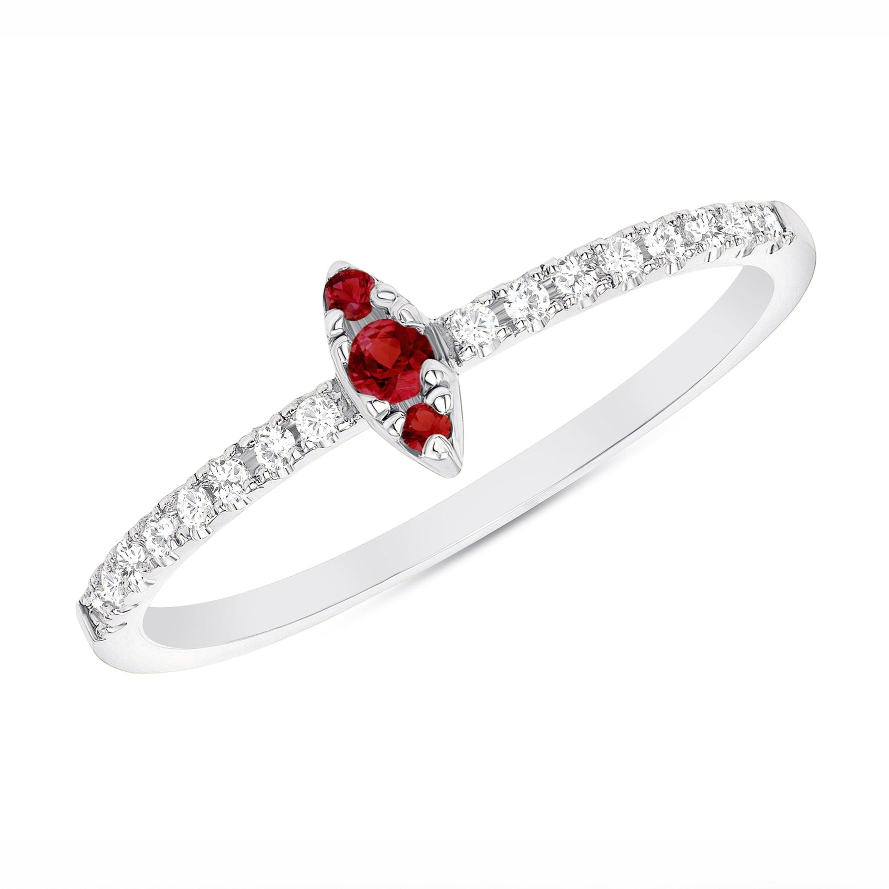 14K Gold Diamond & Ruby Marquise Design Stackable Ring Ring ABB-123V1-RUD  - Abtin & Co.