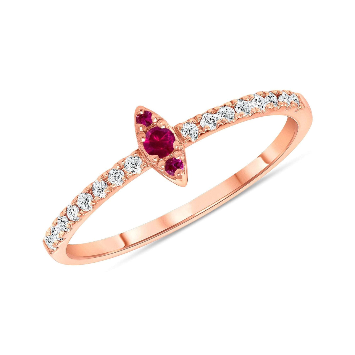 14K Gold Diamond & Ruby Marquise Design Stackable Ring Ring ABB-123V1-RUD  - Abtin & Co.
