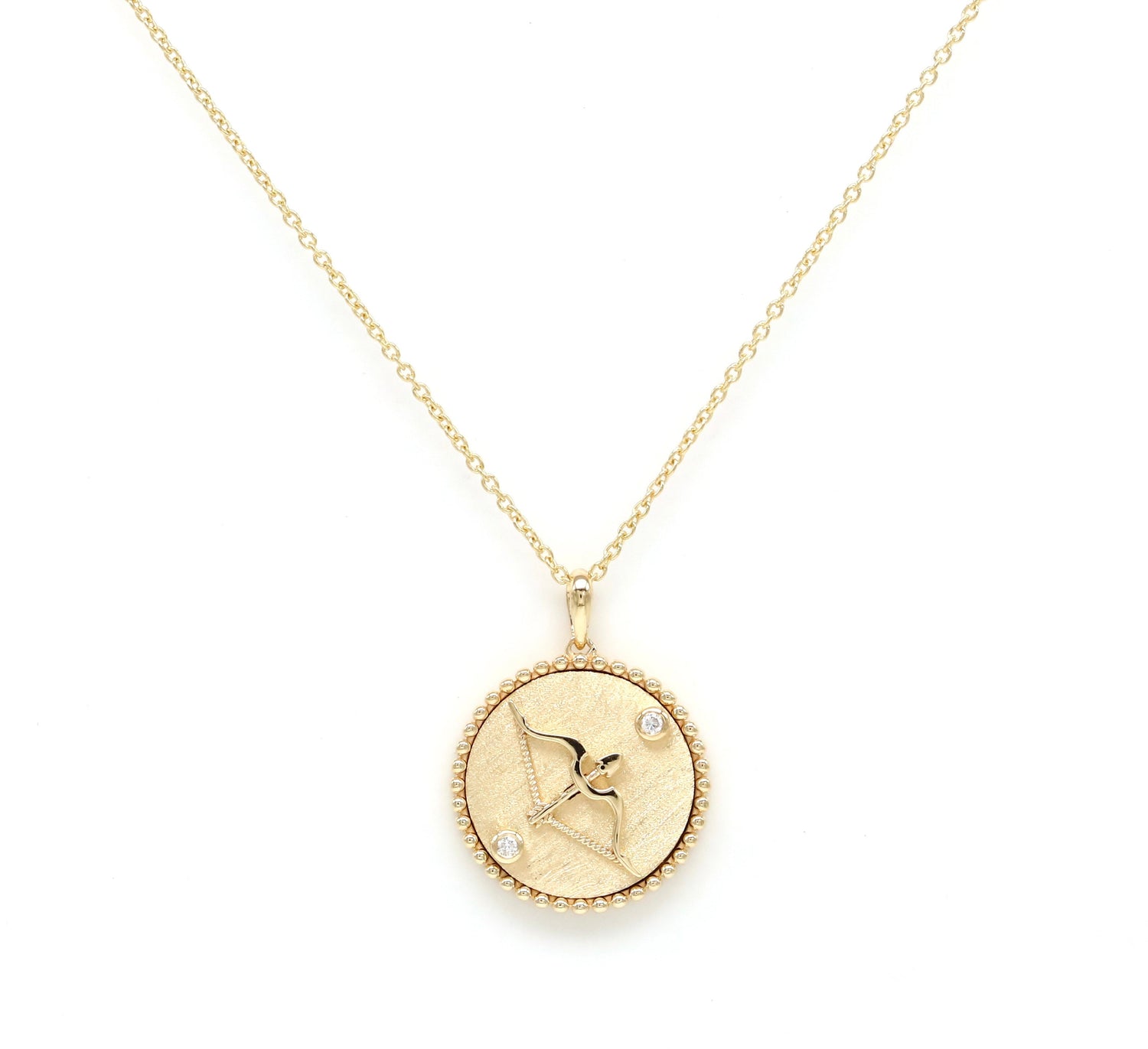 14K Gold & Diamond Sagittarius Horoscope Medallion Medallion ALP-225Y-SAG.GD  - Abtin & Co.