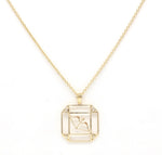 14K Gold & Diamond Sagittarius Horoscope Square Pendant Necklace Pendant ALP-226Y-SAG.GD  - Abtin & Co.