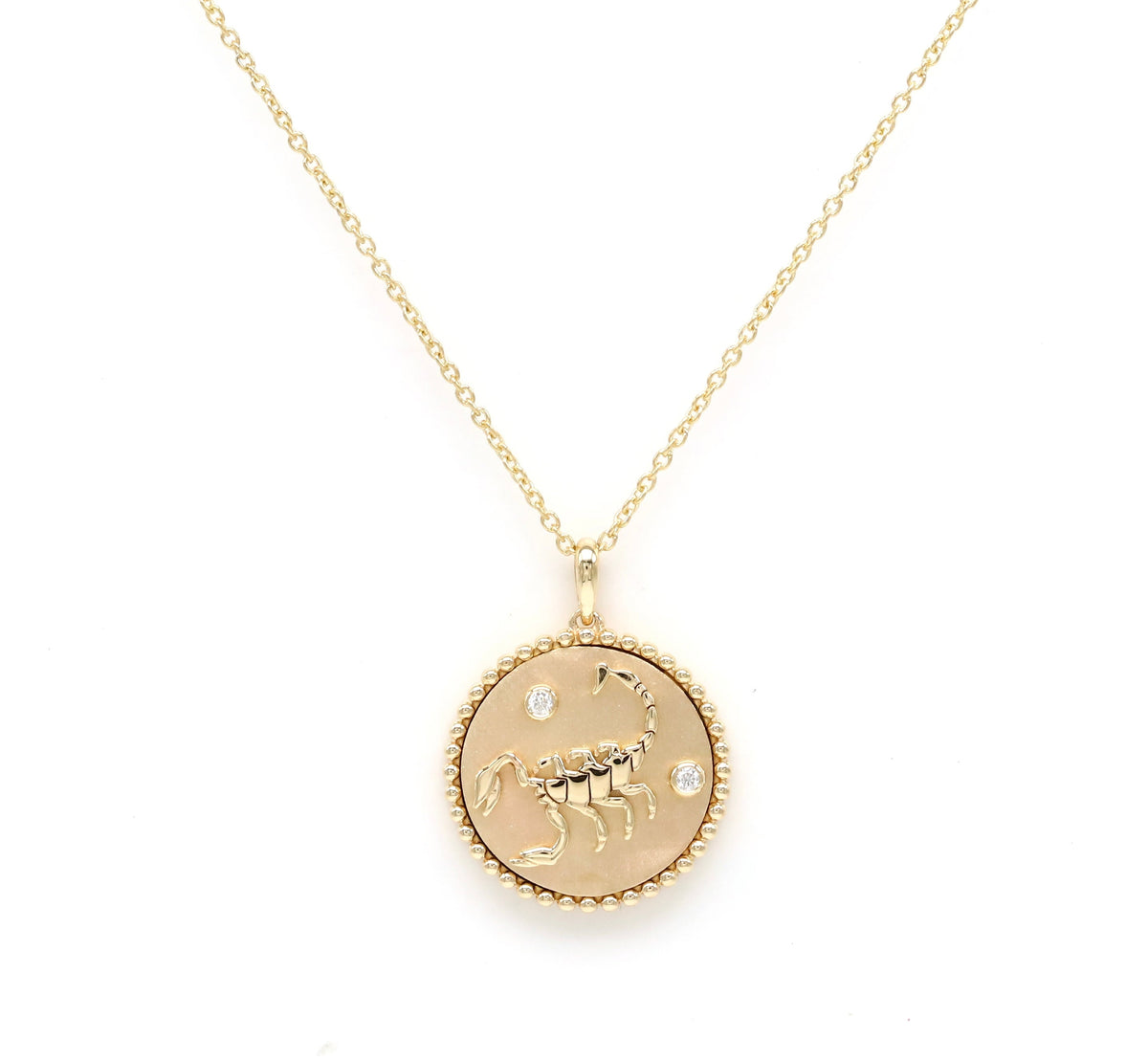 14K Gold & Diamond Scorpio Horoscope Medallion Medallion ALP-225WR-SCO.GD  - Abtin & Co.