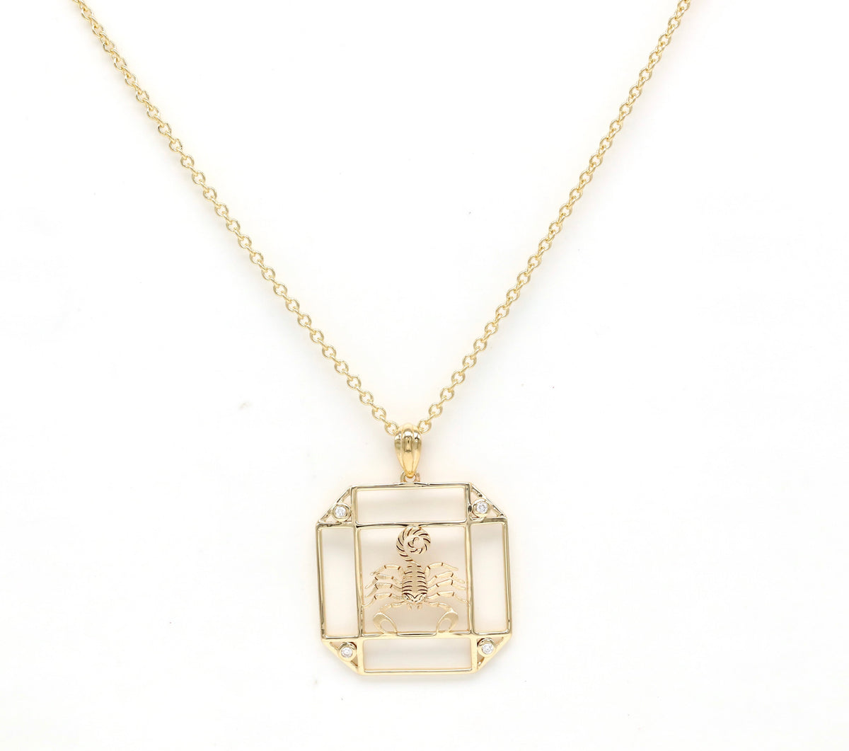 14K Gold & Diamond Scorpio Horoscope Square Pendant Necklace Pendant ALP-226Y-SCO.GD  - Abtin & Co.