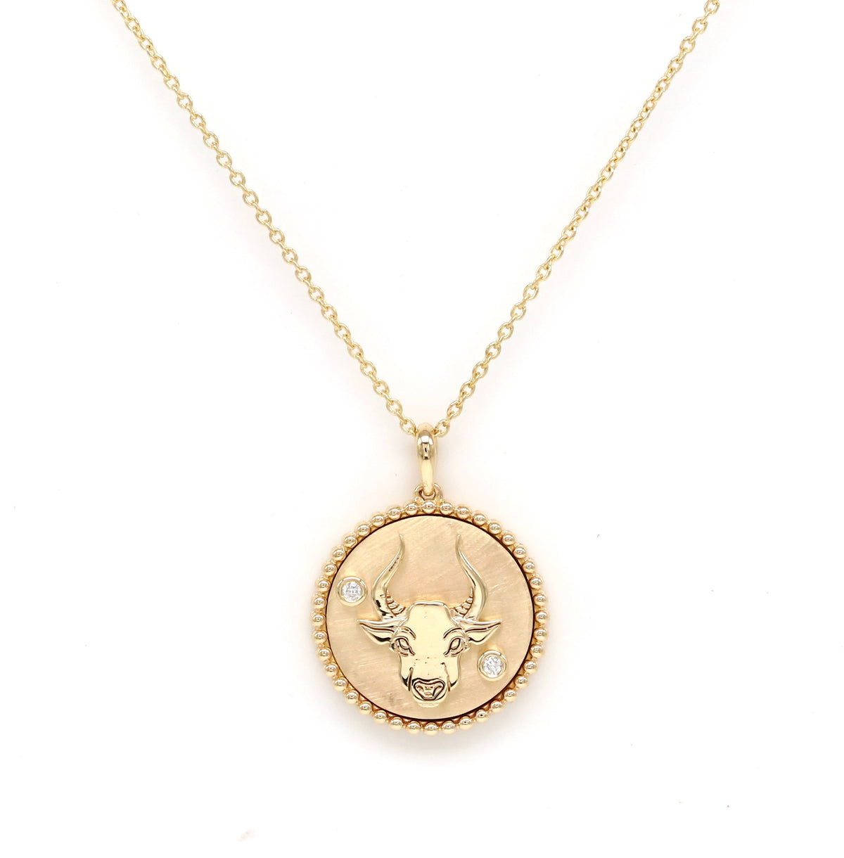 14K Gold & Diamond Taurus Horoscope Medallion Medallion ALP-226Y-TAU.GD  - Abtin & Co.