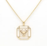 14K Gold & Diamond Taurus Horoscope Square Pendant Necklace Pendant ALP-226Y-TAU.GD  - Abtin & Co.