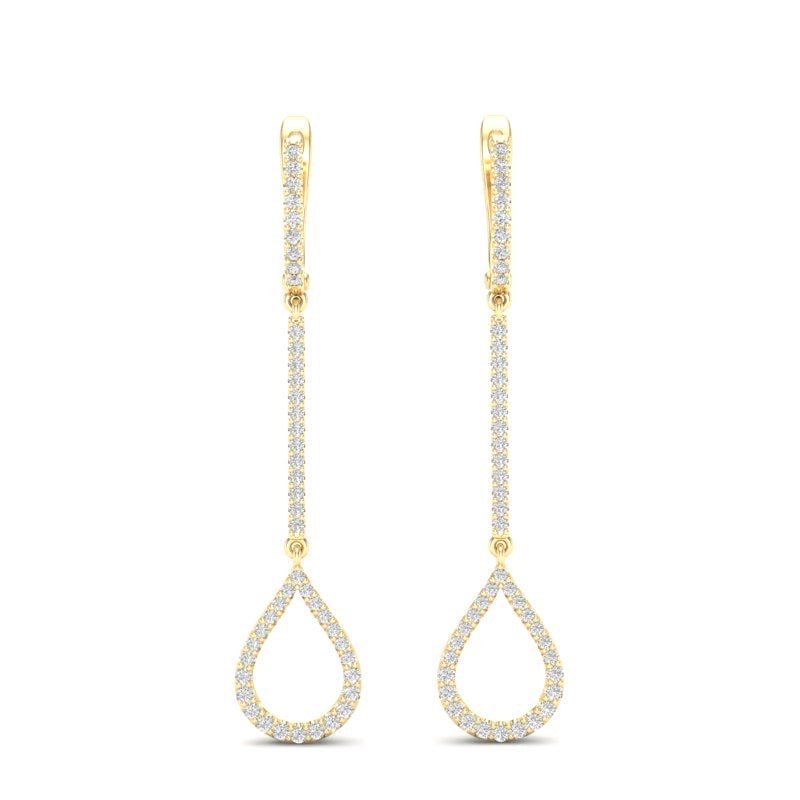 14K Gold Diamond Teardrop Dangle Earring Earring ABE-107/3-D  - Abtin & Co.