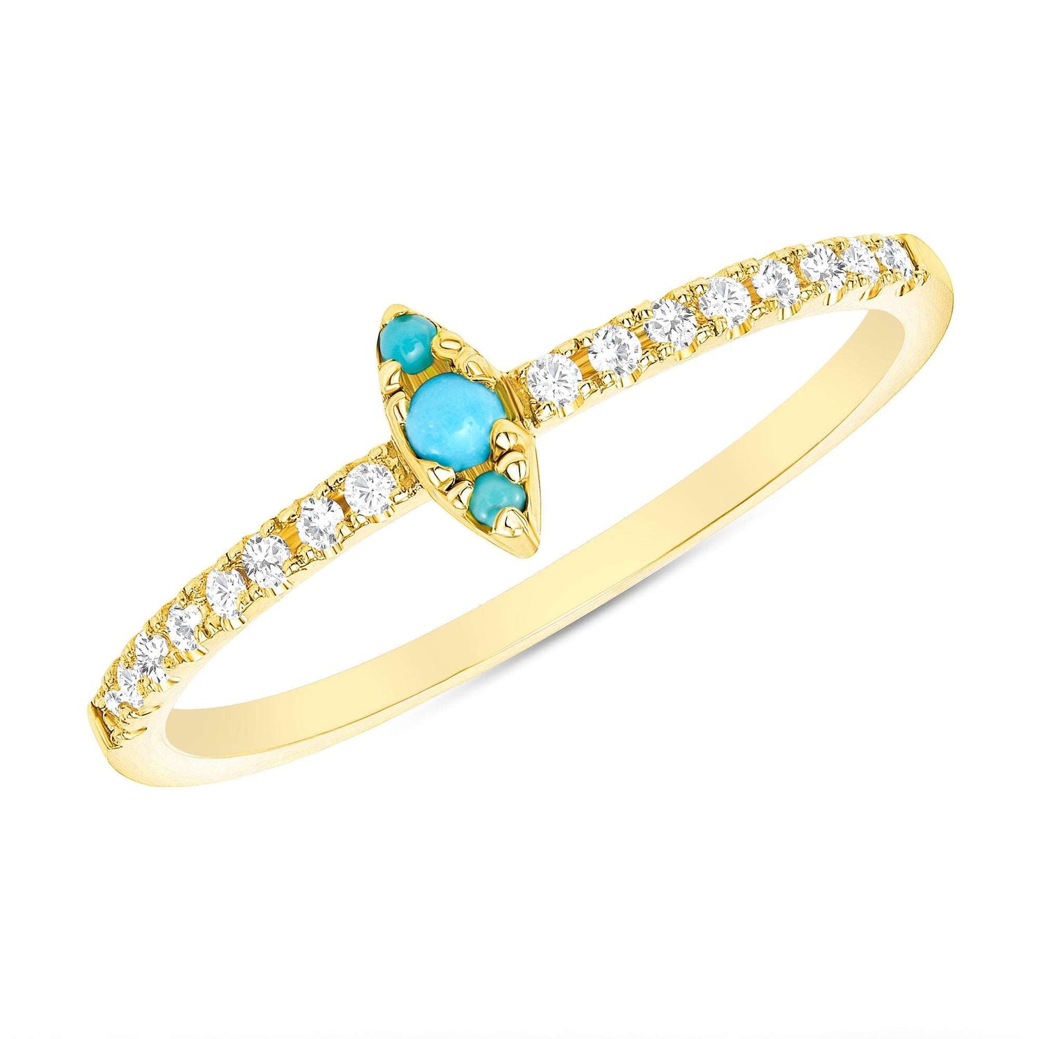 14K Gold Diamond & Turquoise Marquise Design Stackable Ring Ring ABB-123V1-TQD  - Abtin & Co.