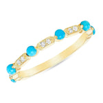 14K Gold Diamond & Turquoise Vintage Deco Stackable Ring Ring ABB-137-TQD  - Abtin & Co.
