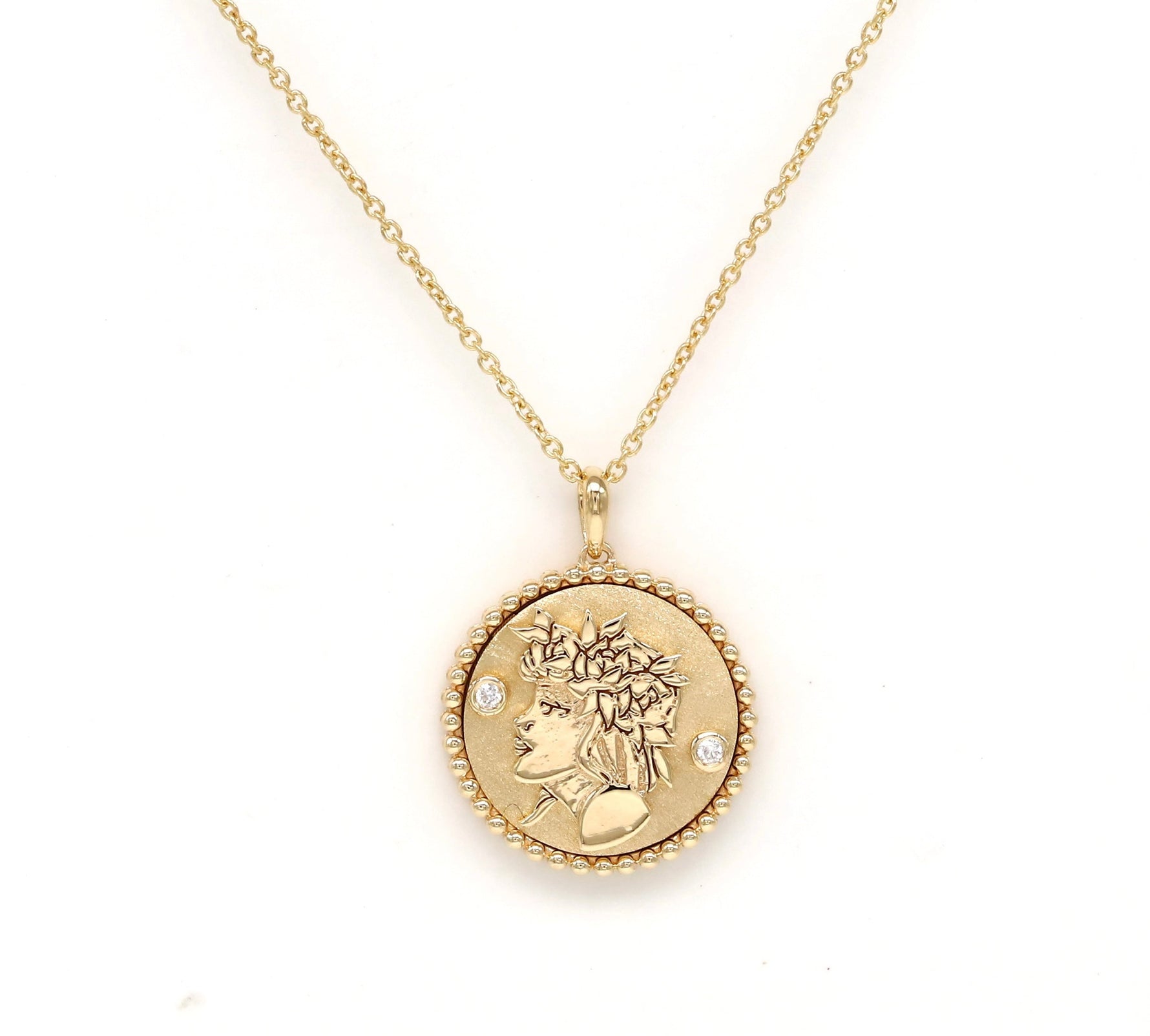 14K Gold & Diamond Virgo Horoscope Medallion Medallion ALP-225WR.V1-VIR.GD  - Abtin & Co.
