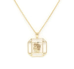 14K Gold & Diamond Virgo Horoscope Square Pendant Necklace Pendant ALP-226V1-VIR.GD  - Abtin & Co.